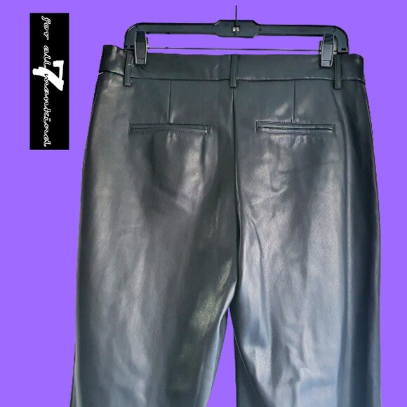 7 For All Mankind NEW Parisian Chic Coated Faux Leather Wide Crop Leg Pant L - Picture 9 of 11